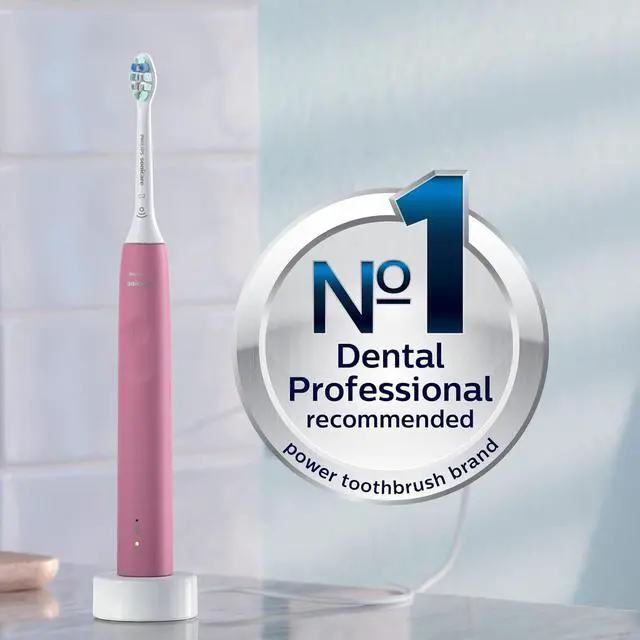 Alt view image 6 of 15 - Philips Sonicare 4100 Power Toothbrush, Rechargeable Electric Toothbrush with Pressure Sensor, Deep Pink (HX3681/26)