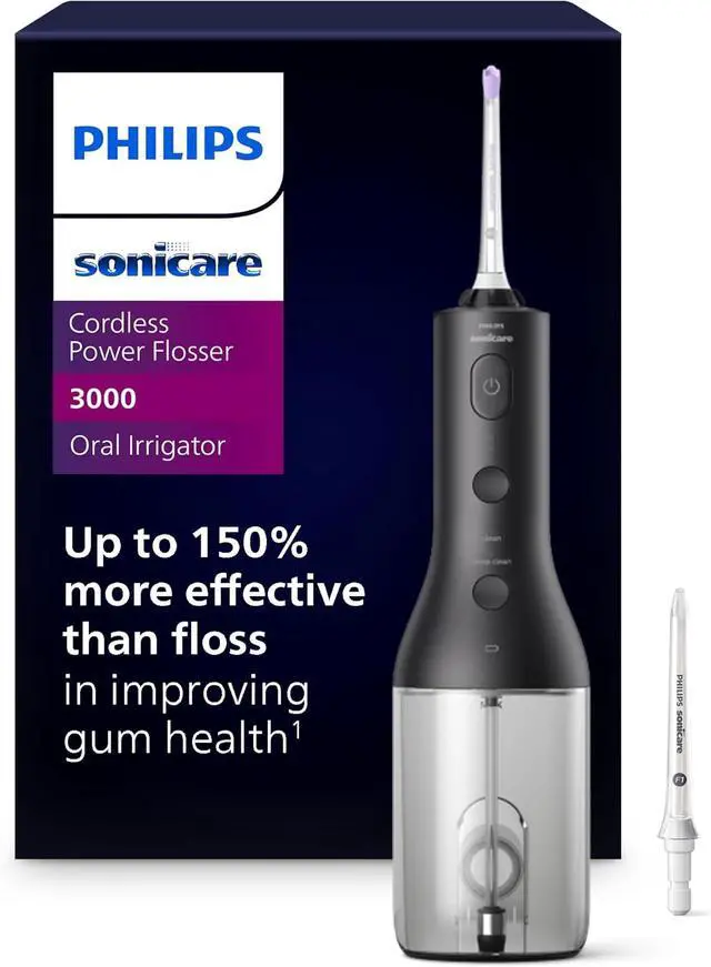 Main image of Philips Sonicare Cordless Power Flosser 3000 - Black, HX3826/23