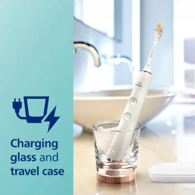 Alt view image 2 of 11 - Philips Sonicare DiamondClean Smart 9300 Electric Toothbrush, Sonic Toothbrush with App, Pressure Sensor, Brush Head Detection, 4 Brushing Modes and 3 Intensity Levels, Rosegold, (HX9903/65)
