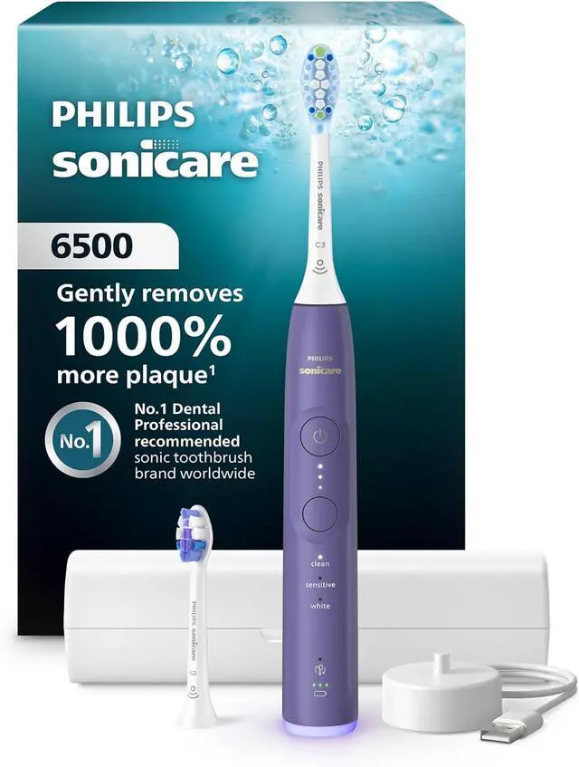 Main image of Philips Sonicare 6500 Series Electric Toothbrush - Next-Generation Sonicare Technology, Pressure Sensor, 9 Brushing Settings, SmarTimer, BrushPacer, 21-Day Runtime, Travel Case, Purple, HX7417/05