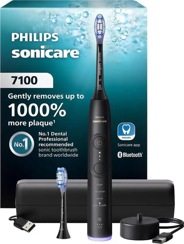 Main image of Philips Sonicare - 7100 Electric Toothbrush - Next-Generation Sonicare Technology, 12 Brushing Settings, Travel Case - Black HX7421/06