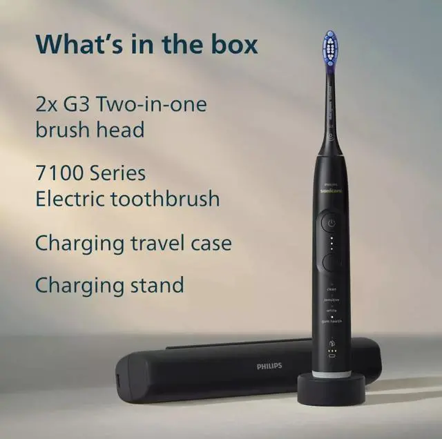 Alt view image 2 of 17 - Philips Sonicare - 7100 Electric Toothbrush - Next-Generation Sonicare Technology, 12 Brushing Settings, Travel Case - Black HX7421/06