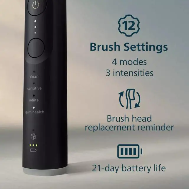 Alt view image 8 of 17 - Philips Sonicare - 7100 Electric Toothbrush - Next-Generation Sonicare Technology, 12 Brushing Settings, Travel Case - Black HX7421/06