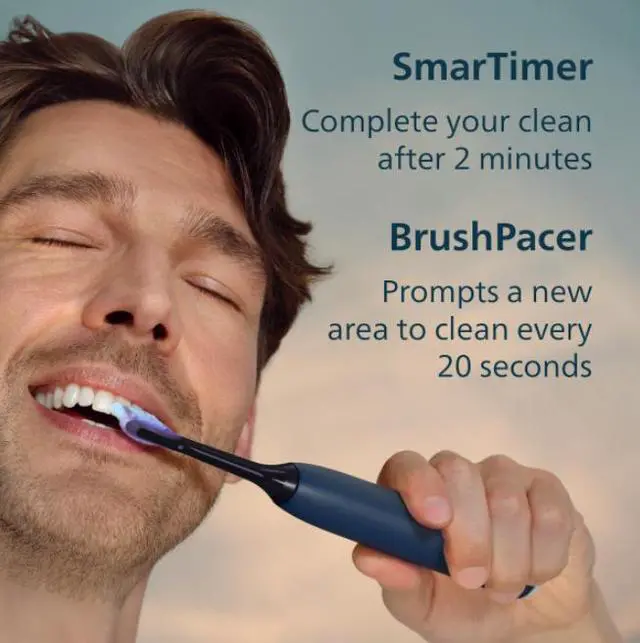 Alt view image 9 of 12 - Philips Sonicare 7100 Series Electric Toothbrush - Next-Generation Sonicare Technology, Pressure Sensor, 12 Brushing Settings, SmarTimer, 21-day Runtime, Travel Case, Navy Blue, HX7423/04