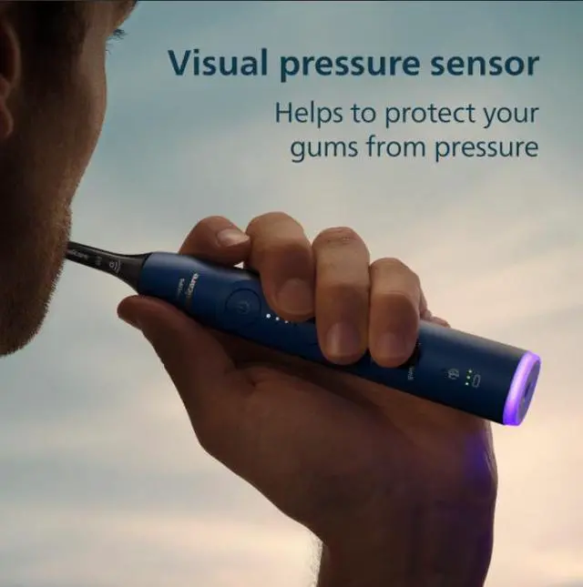 Alt view image 6 of 12 - Philips Sonicare 7100 Series Electric Toothbrush - Next-Generation Sonicare Technology, Pressure Sensor, 12 Brushing Settings, SmarTimer, 21-day Runtime, Travel Case, Navy Blue, HX7423/04