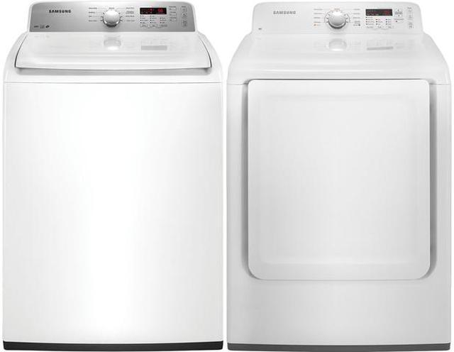 Main image of Samsung WA400PJHDWR and DV400EWHDWR Top Load Washer/Electric Front Load Dryer Combination, White