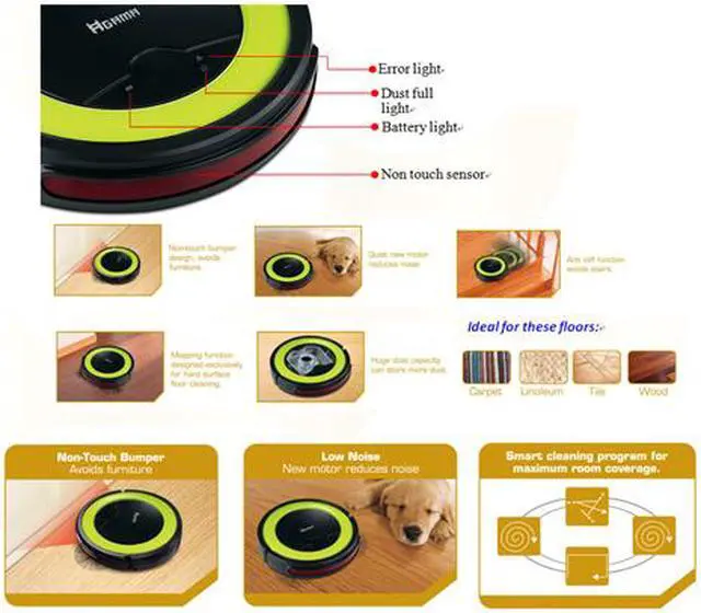 Alt view image 5 of 5 - Agama AG-CEVC-RC330A AiBOT Robotic Vacuum (Black/Green)