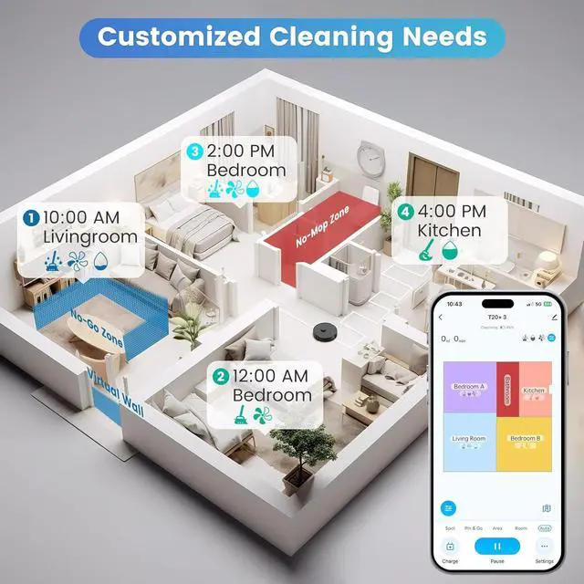 Alt view image 2 of 8 - AIRROBO T20+ Robot Vacuum and Mop (2600Pa Suction) Auto-Empty Station, 60-Day Capacity, Home Mapping, Voice/App Control, LiDAR Navigation, 150min Runtime