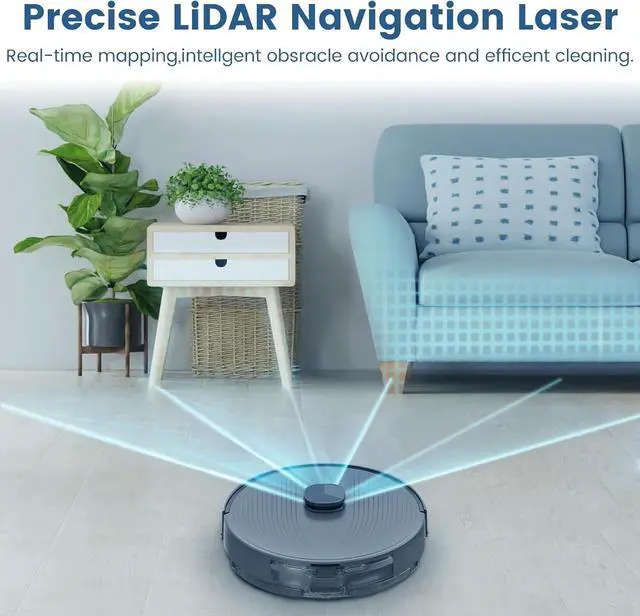 Alt view image 2 of 8 - AIRROBO L50+ Robot Vacuum and Mop (5500Pa Suction) 60-Day Self-Cleaning, LiDAR Navigation and Mapping, Voice/App Control, 240min Runtime