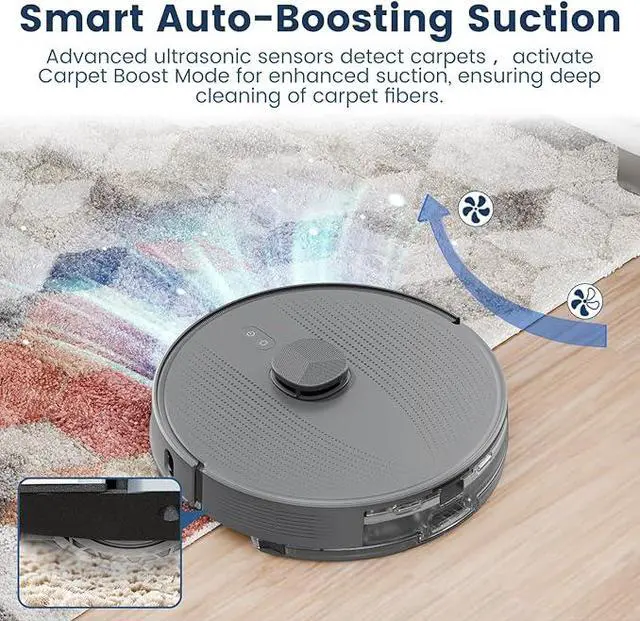 Alt view image 3 of 8 - AIRROBO L50+ Robot Vacuum and Mop (5500Pa Suction) 60-Day Self-Cleaning, LiDAR Navigation and Mapping, Voice/App Control, 240min Runtime