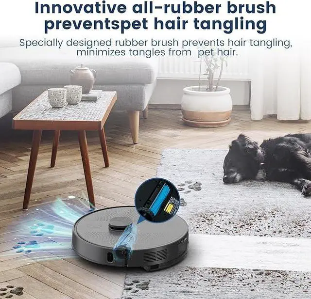 Alt view image 5 of 8 - AIRROBO L50+ Robot Vacuum and Mop (5500Pa Suction) 60-Day Self-Cleaning, LiDAR Navigation and Mapping, Voice/App Control, 240min Runtime
