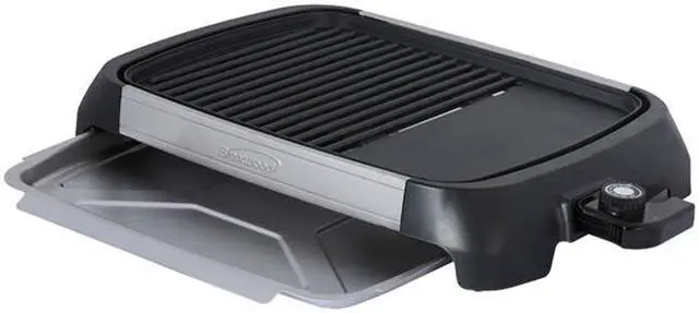 Alt view image 2 of 5 - Brentwood Select 1200 Watt Electric Indoor Grill & Griddle Brushed  Stainless Steel TS-641