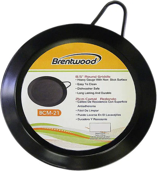 Alt view image 2 of 2 - Brentwood BCM-21 Black 8.5" Carbon Steel Non-Stick Round Comal Griddle, Black