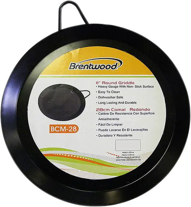 Alt view image 2 of 2 - Brentwood BCM-28 Black 11" Carbon Steel Non-Stick Round Comal Griddle