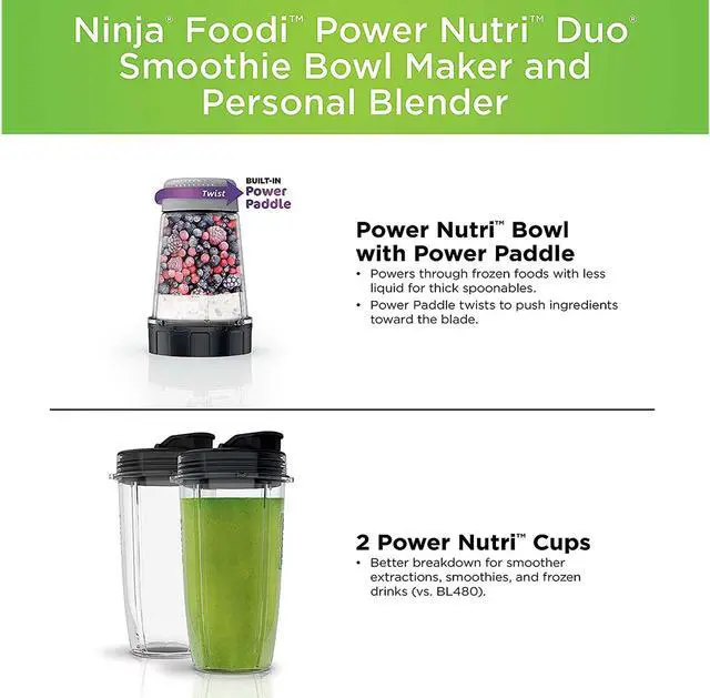 Alt view image 6 of 9 - Ninja Foodi Power Nutri Duo Smoothie Bowl Maker and Personal Blender (SS101C)