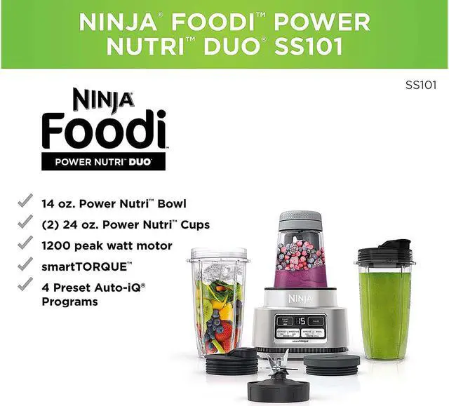 Alt view image 4 of 9 - Ninja Foodi Power Nutri Duo Smoothie Bowl Maker and Personal Blender (SS101C)