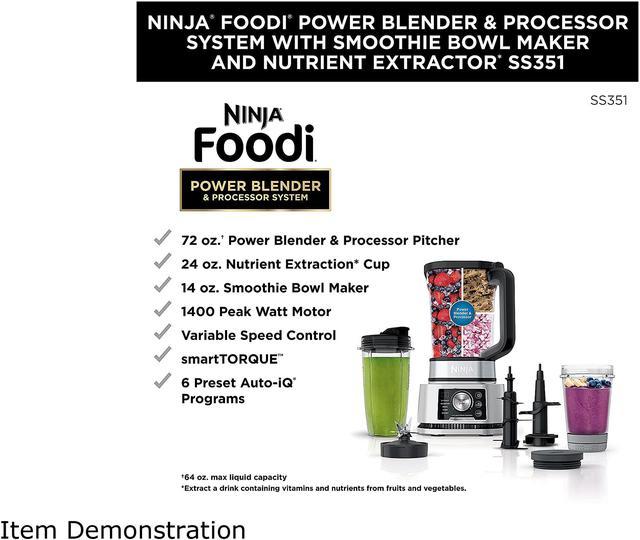 Ninja Foodi Power Blender & Processor System with Smoothie Bowl Maker and  Nutrient Extractor 1400 Watts
