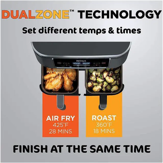 Alt view image 8 of 9 - Ninja Foodi 6-in-1 8-qt. 2-Basket Air Fryer with DualZone Technology