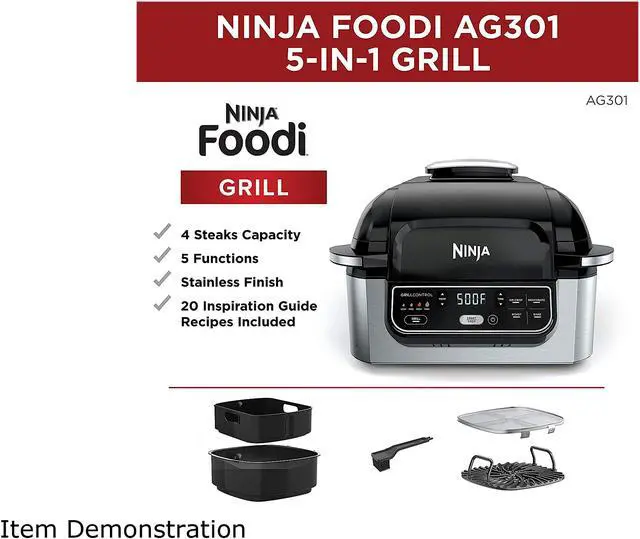 Alt view image 3 of 7 - Ninja Foodi 5-in-1 Indoor Grill (AG301CCA)
