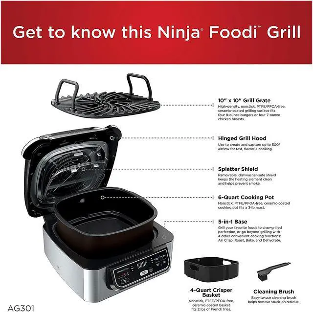 Alt view image 5 of 7 - Ninja Foodi 5-in-1 Indoor Grill (AG301CCA)