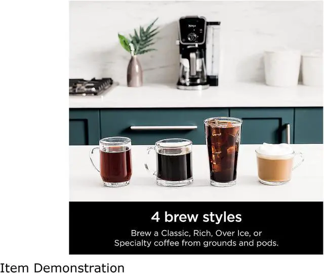 Alt view image 6 of 9 - Ninja CFP301 DualBrew Pro Specialty 12-Cup Drip Maker with Glass Carafe, Single-Serve for Coffee Pods or Grounds, with 4 Brew Styles, Frother & Separate Hot Water System, Black