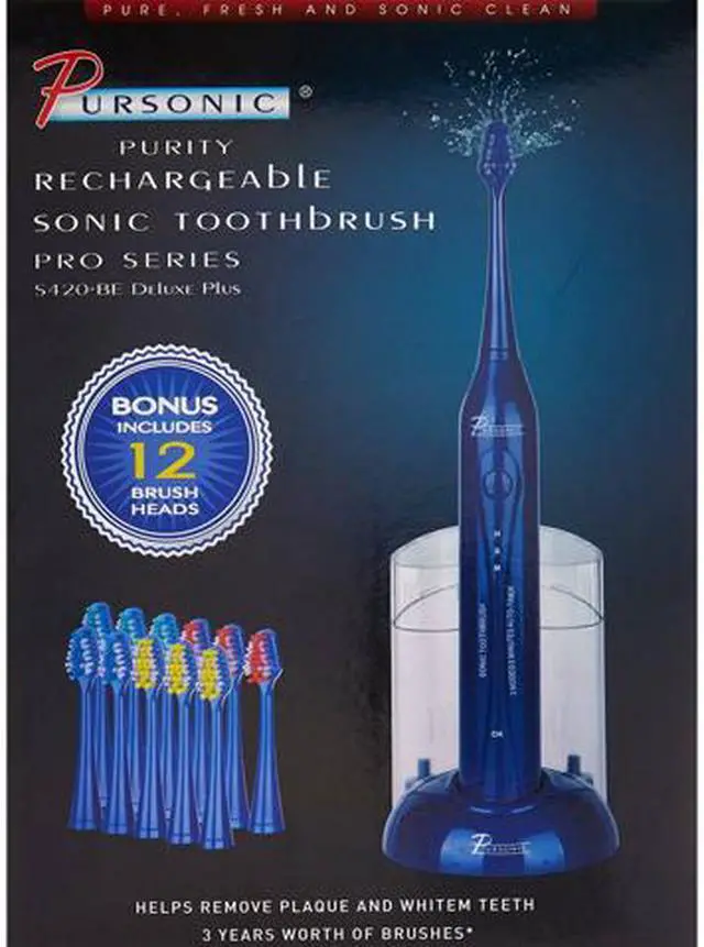 Alt view image 2 of 2 - Pursonic S420BE High Power Rechargeable Sonic Toothbrush with 12 Brush Heads and Storage Charger