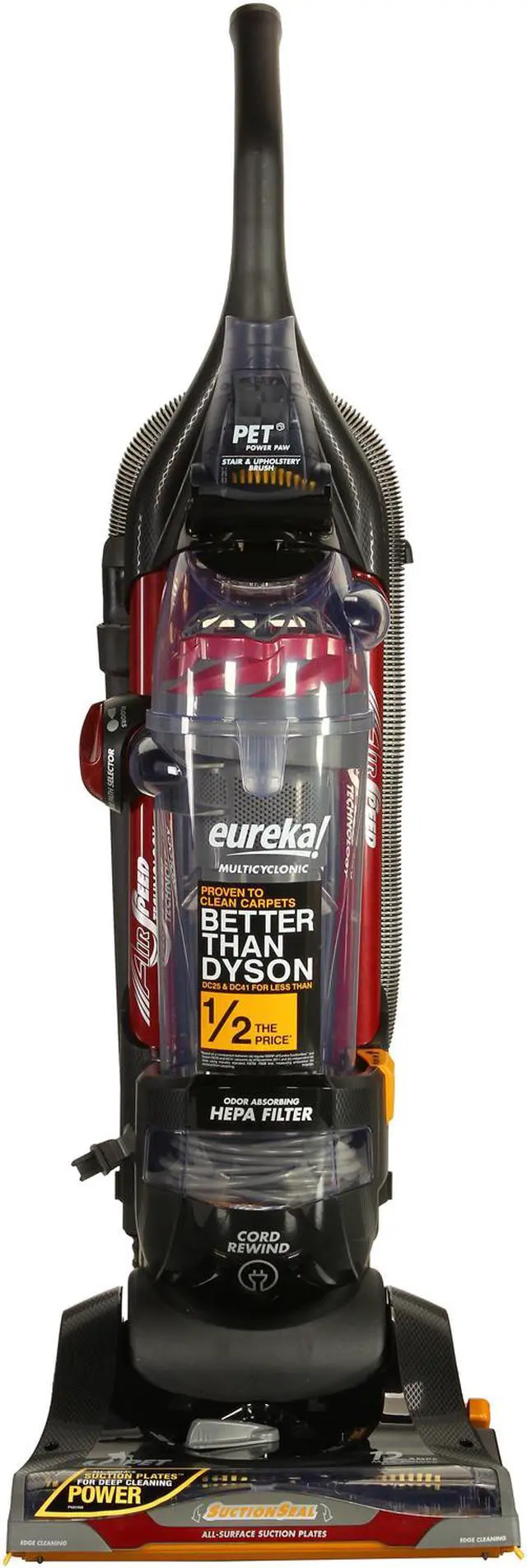 Alt view image 2 of 10 - Eureka AS1104A SuctionSeal PET Upright Vacuum, Black/Red