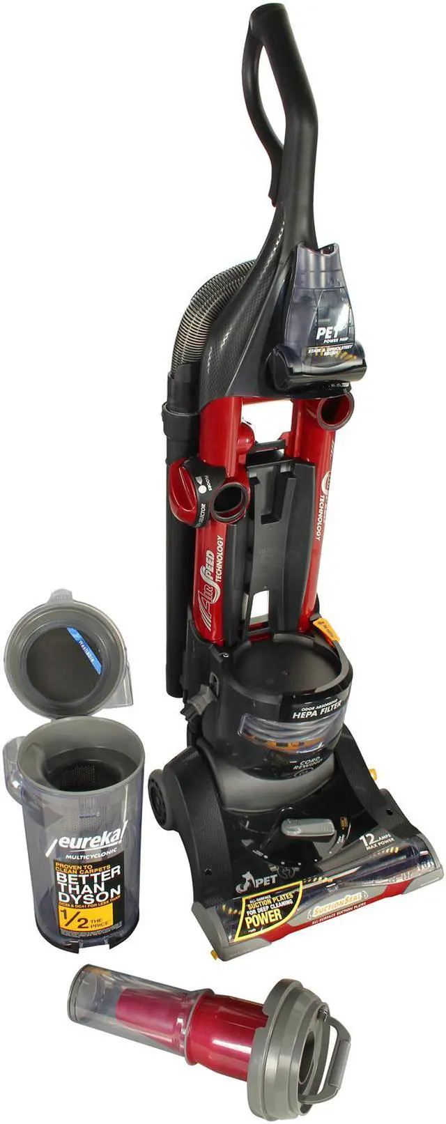 Alt view image 8 of 10 - Eureka AS1104A SuctionSeal PET Upright Vacuum, Black/Red