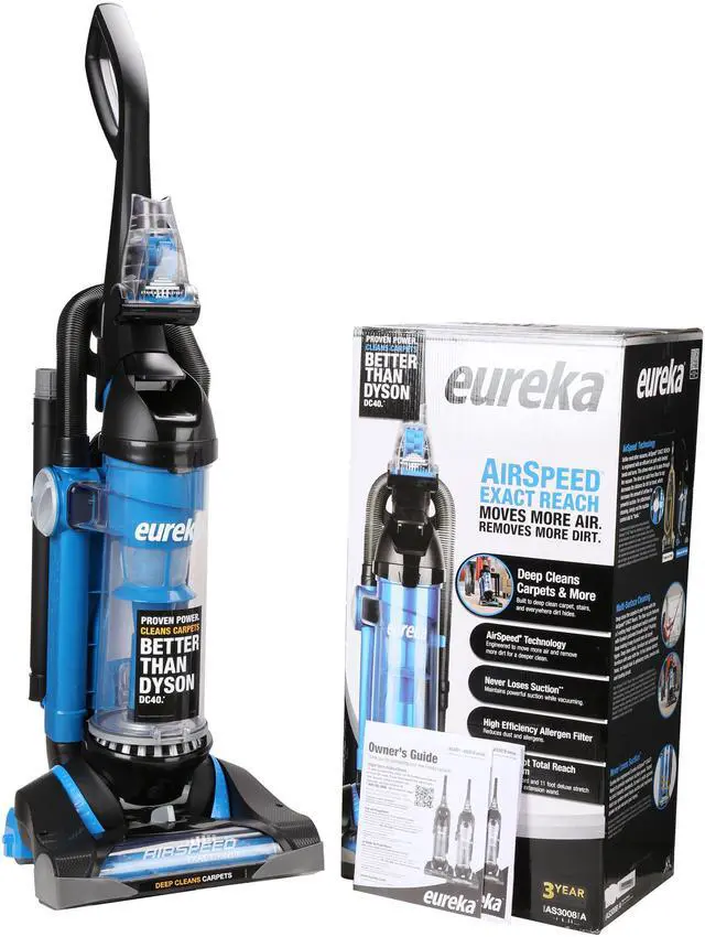 Alt view image 9 of 9 - Eureka AirSpeed EXACT Reach AS3008A Upright Vacuum, Bagless, Allergy Filter, Blue/Black