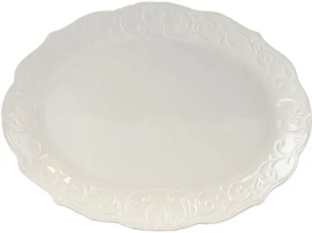 Main image of Gibson Home 116994.01 Royal Abbey Oval Embossed Durastone Platter
