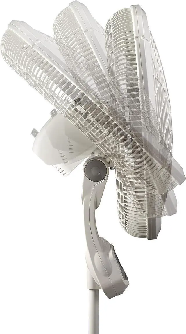 Alt view image 9 of 10 - Lasko Elegance and Performance Pedestal Stand Fan, 3-Speeds, 90 Degree Oscillation, Adjustable Height, Timer, Remote for Indoor, Bedroom, Living Room, Home Office, Dorm Use, 18 Inch, White, 1850