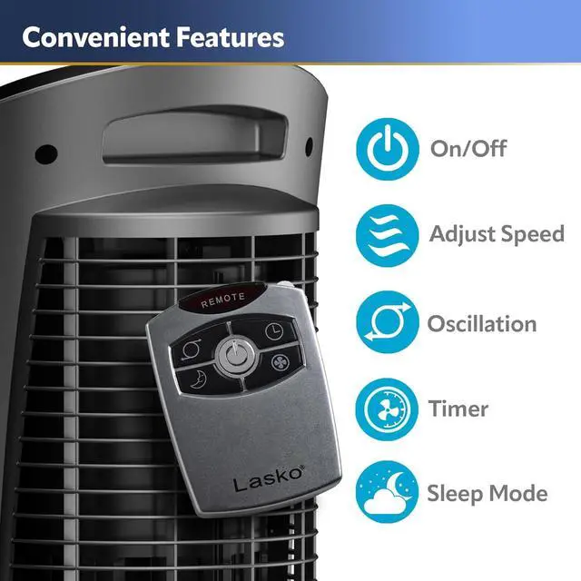 Alt view image 9 of 10 - Lasko Oscillating Pedestal Fan, Adjustable Height, 3 Quiet Speeds, Timer, Remote Control for Bedroom, Living Room, Home Office and College Dorm Room, 52", Silver and Gray, 2535