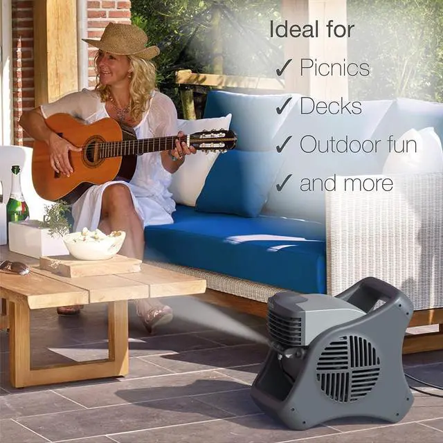 Alt view image 4 of 6 - Lasko 15" Pivoting Misto Outdoor Misting Fan with GFCI Cord and 3 Speeds, 7050, Black