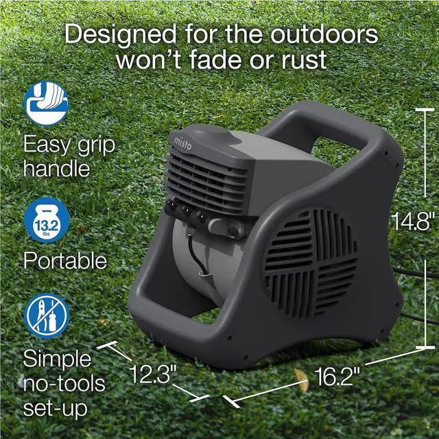 Alt view image 2 of 6 - Lasko 15" Pivoting Misto Outdoor Misting Fan with GFCI Cord and 3 Speeds, 7050, Black