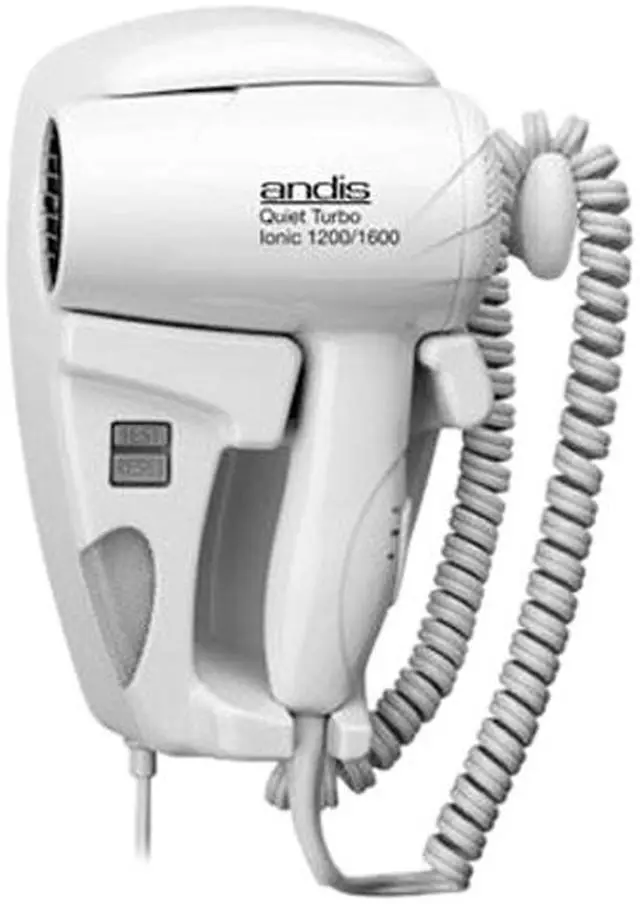 Main image of Andis 1600-Watt Quiet Wall Mounted Hangup Hair Dryer with Night Light, White 30975