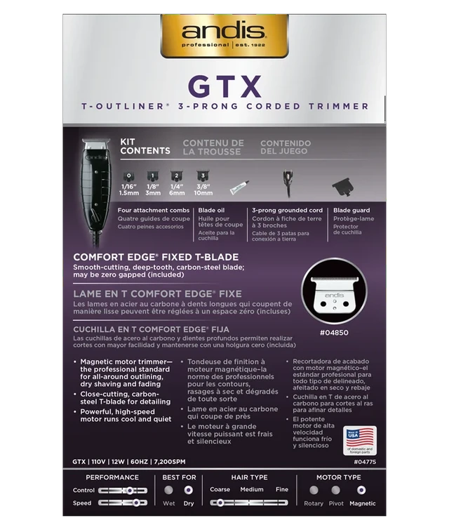 Alt view image 2 of 6 - Andis 04785 GTX T-Outliner T-Blade Trimmer