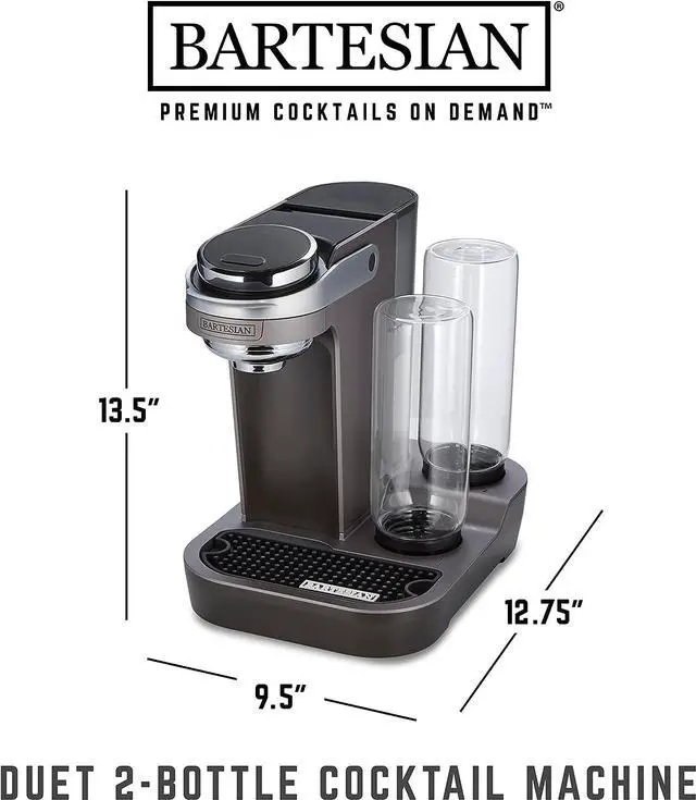 Alt view image 2 of 3 - Bartesian 55310G Duet Cocktail Machine 2 Glass Spirit Bottles