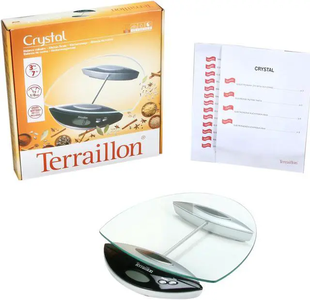 Alt view image 7 of 7 - Terraillon 08532 Crystal Oval 7-Pound Digital Kitchen Scale, Glass