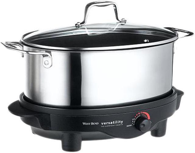 West Bend 84866 Stainless Steel Versatility Slow Cooker with glass cover 