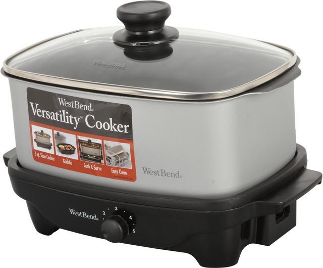 West Bend 84905 Stainless Steel 5 Qt. 2 in 1 Slow Cooker and mini griddle 
