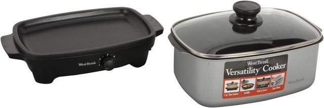 Alt view image 6 of 8 - West Bend 84905 Stainless Steel 5 Qt. 2 in 1 Slow Cooker and mini griddle
