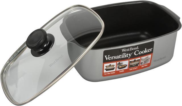 Alt view image 7 of 8 - West Bend 84905 Stainless Steel 5 Qt. 2 in 1 Slow Cooker and mini griddle