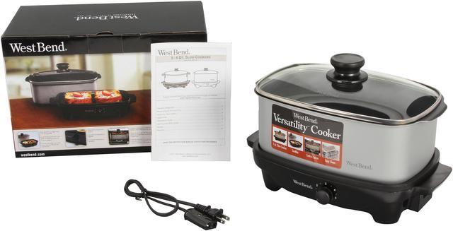 Alt view image 8 of 8 - West Bend 84905 Stainless Steel 5 Qt. 2 in 1 Slow Cooker and mini griddle
