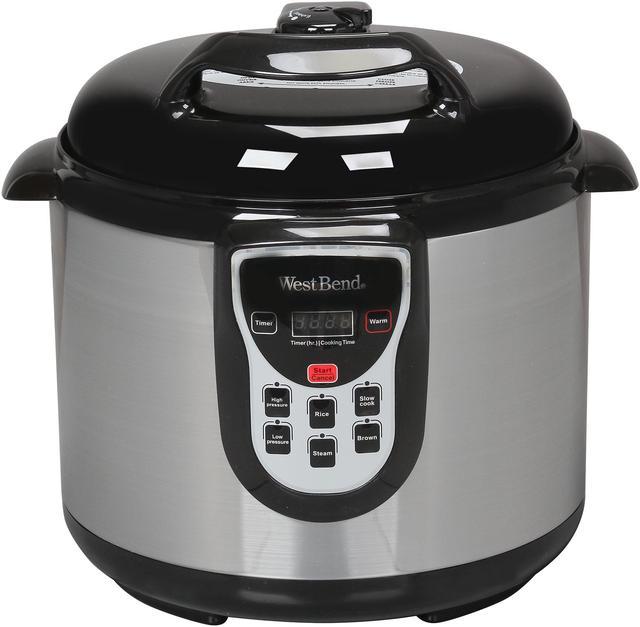 West Bend 82011 Stainless Pressure Cooker Multicooker Also Slow Cooks  Steams Browns and High and Low Pressure, 6-Quart