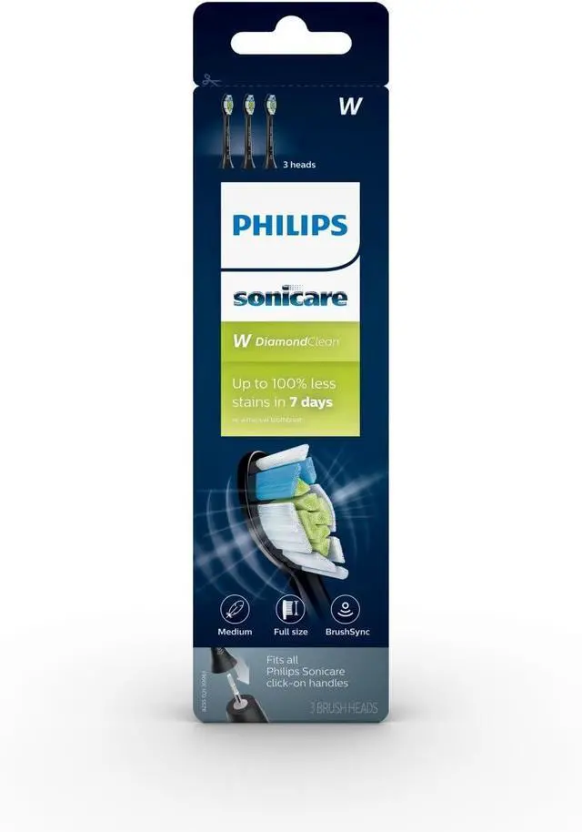 Alt view image 14 of 14 - Sonicare W DiamondClean Standard Sonic Replacement Toothbrush Heads, 3 Pack Set HX6063/95