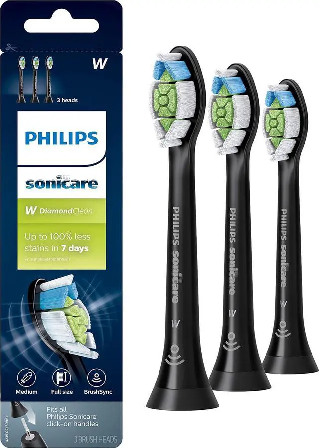 Main image of Sonicare W DiamondClean Standard Sonic Replacement Toothbrush Heads, 3 Pack Set HX6063/95