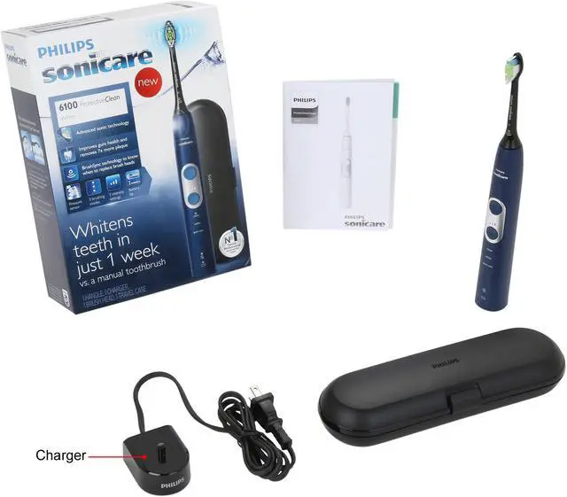 Alt view image 9 of 8 - Philips Sonicare ProtectiveClean 6100 Rechargeable Toothbrush, Navy Blue, HX6871/49