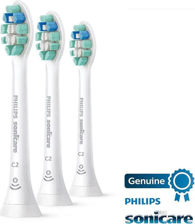 Alt view image 2 of 5 - Philips Sonicare Genuine C2 Optimal Plaque Control Toothbrush Heads - 3 Brush Heads - White  HX9023/65