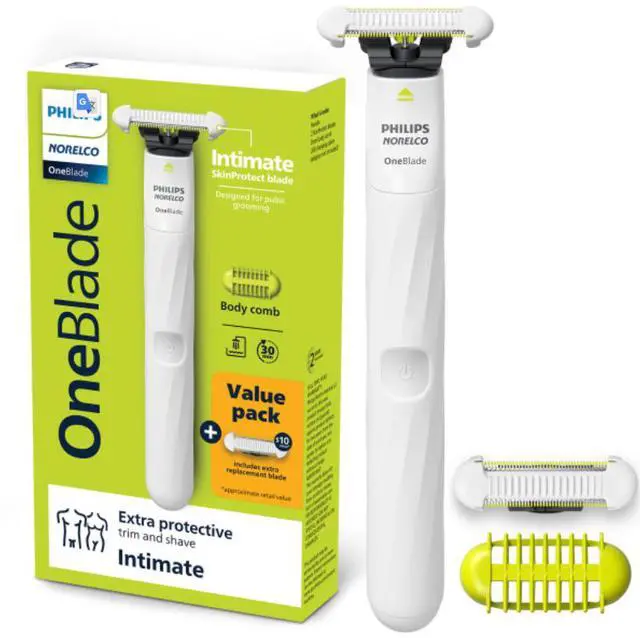 Alt view image 10 of 17 - Philips Norelco OneBlade Intimate Pubic Groomer, QP1924/71