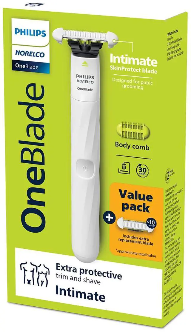 Alt view image 17 of 17 - Philips Norelco OneBlade Intimate Pubic Groomer, QP1924/71